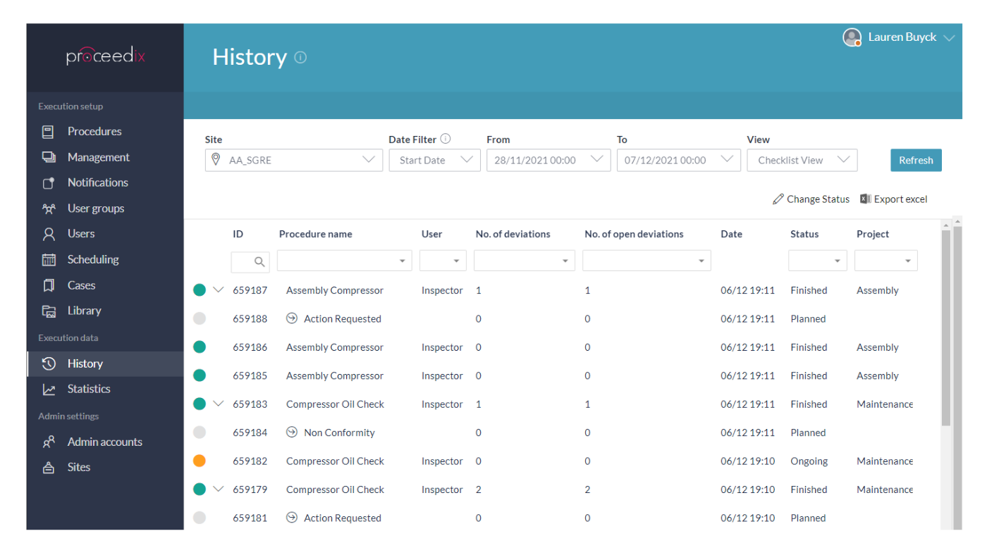 proceed connected worker history traceability software